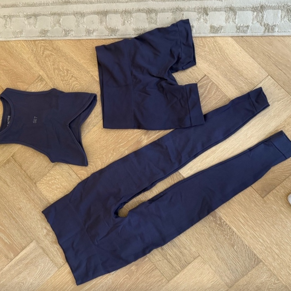 SET Active Sculptflex Women's Navy Blue Activewear 3 piece Set